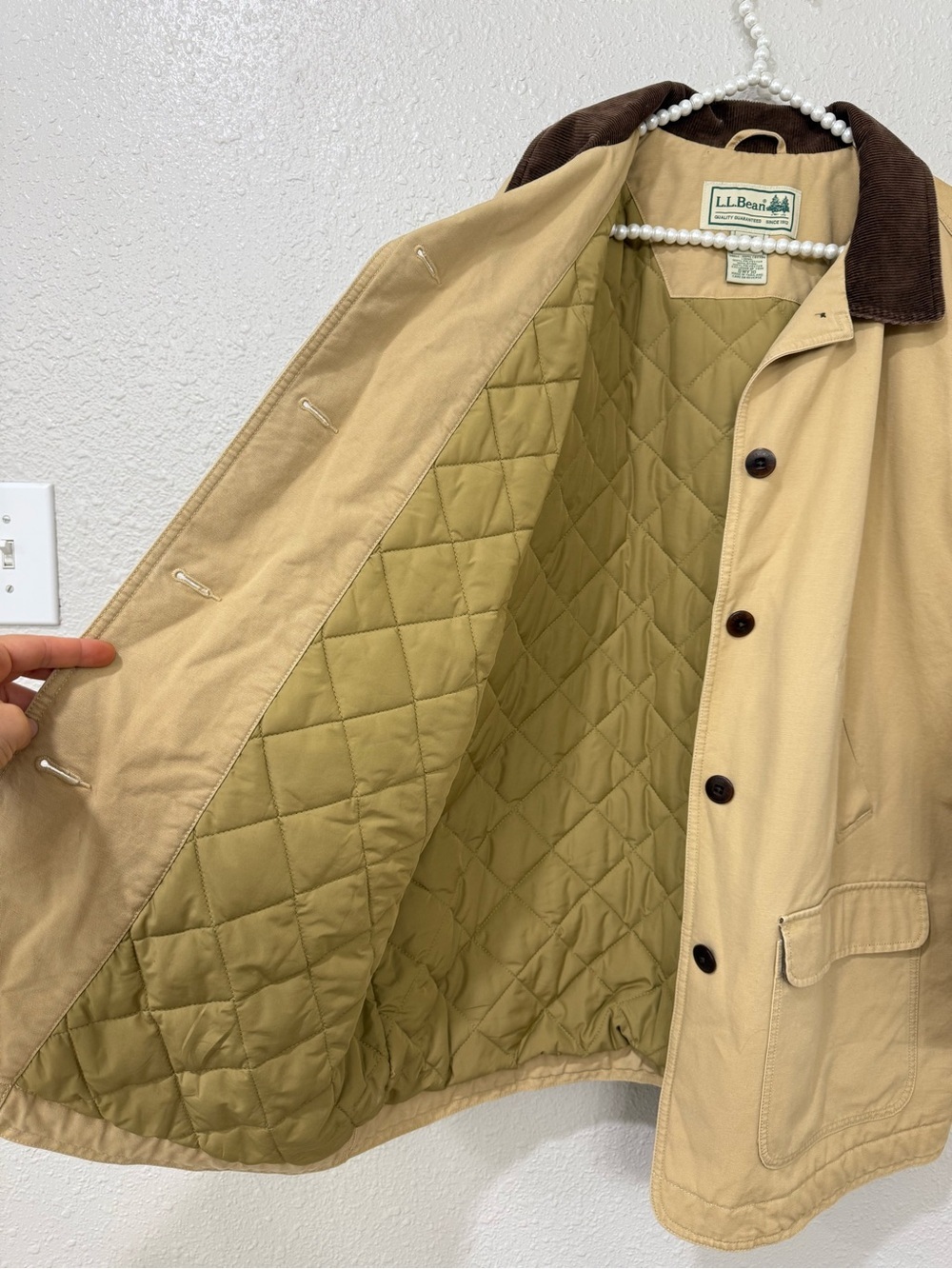 L.L.Bean Barn Coat Womens 1X Corduroy Collar Quilted Lined Thinsulate - Picture 3 of 11